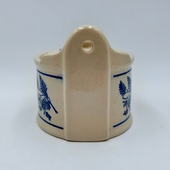 Stoneware Blue Onion Wall Salt Cellar Pig Crock Lid Cobalt Hanging Taiwan - Picture 3 of 12